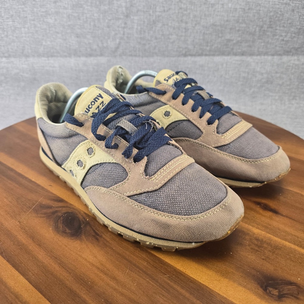 Saucony Jazz Low Pro Mens 10.5 Tan Grey Navy Textile Running Shoes 60687 - Picture 13 of 13